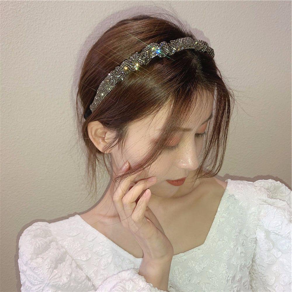 TWINKLE Băng Đô Cài Tóc Bản Rộng Lấp Lánh Thanh Lịch Hàn QuốcBăng Đô Cài Tóc Cho Nữ