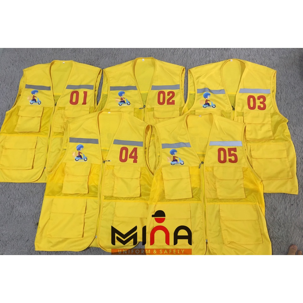 Combo 10 áo- Áo ghi lê phản quang 4 túi hộp- màu vàng- kaki phối lưới
