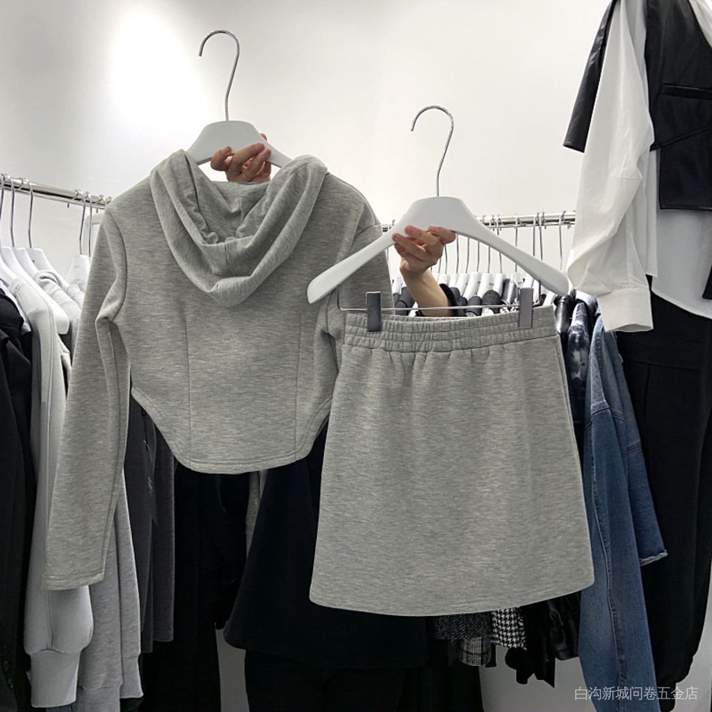 RPIN Bộ Đồ Thể Thao Áo Hoodie Dáng Chữ A Phối Khóa Kéo Phong Cách Dongdaemun Mùa Thu Hàn Quốc Kiểu Mới