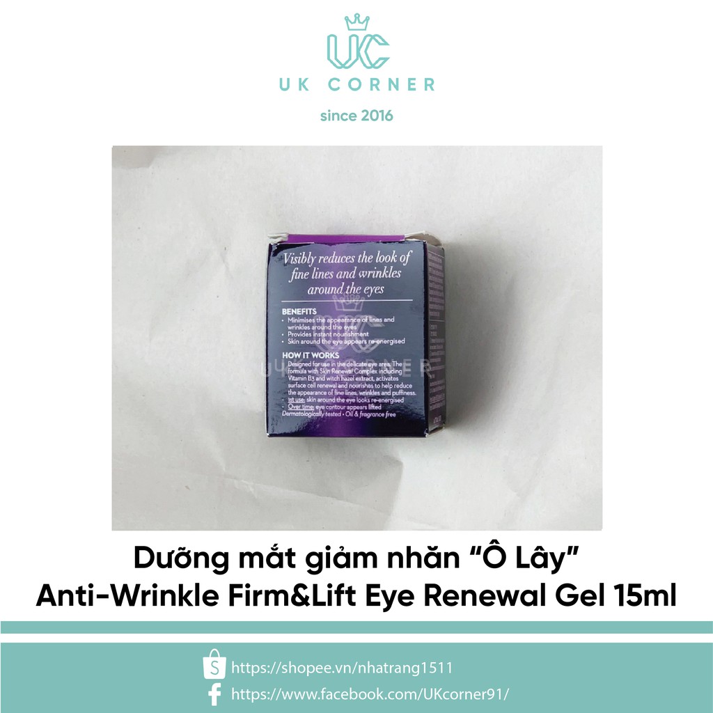 Dưỡng mắt giảm nhăn B3 0Iay Anti-wrinkle Firm and Lift Eye Renewal Gel 15mL | BigBuy360 - bigbuy360.vn
