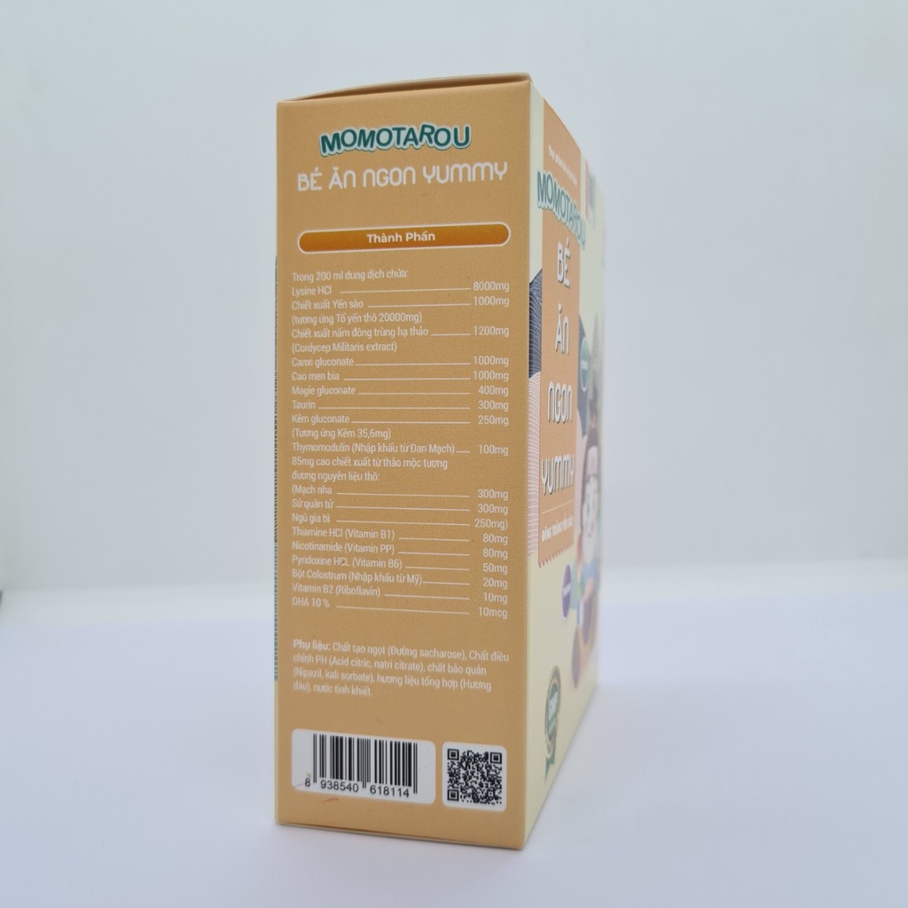 Siro Momotarou Bé ăn ngon Yummy giúp bé ăn ngon, khỏe mạnh - Hộp 20 ống x 10 ml Việt Nhật Pharma