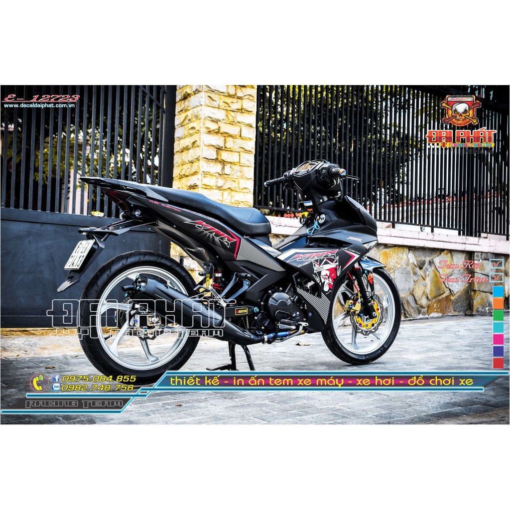 Tem Trùm Chế Exciter 150 King Drag Đen Xám Đỏ