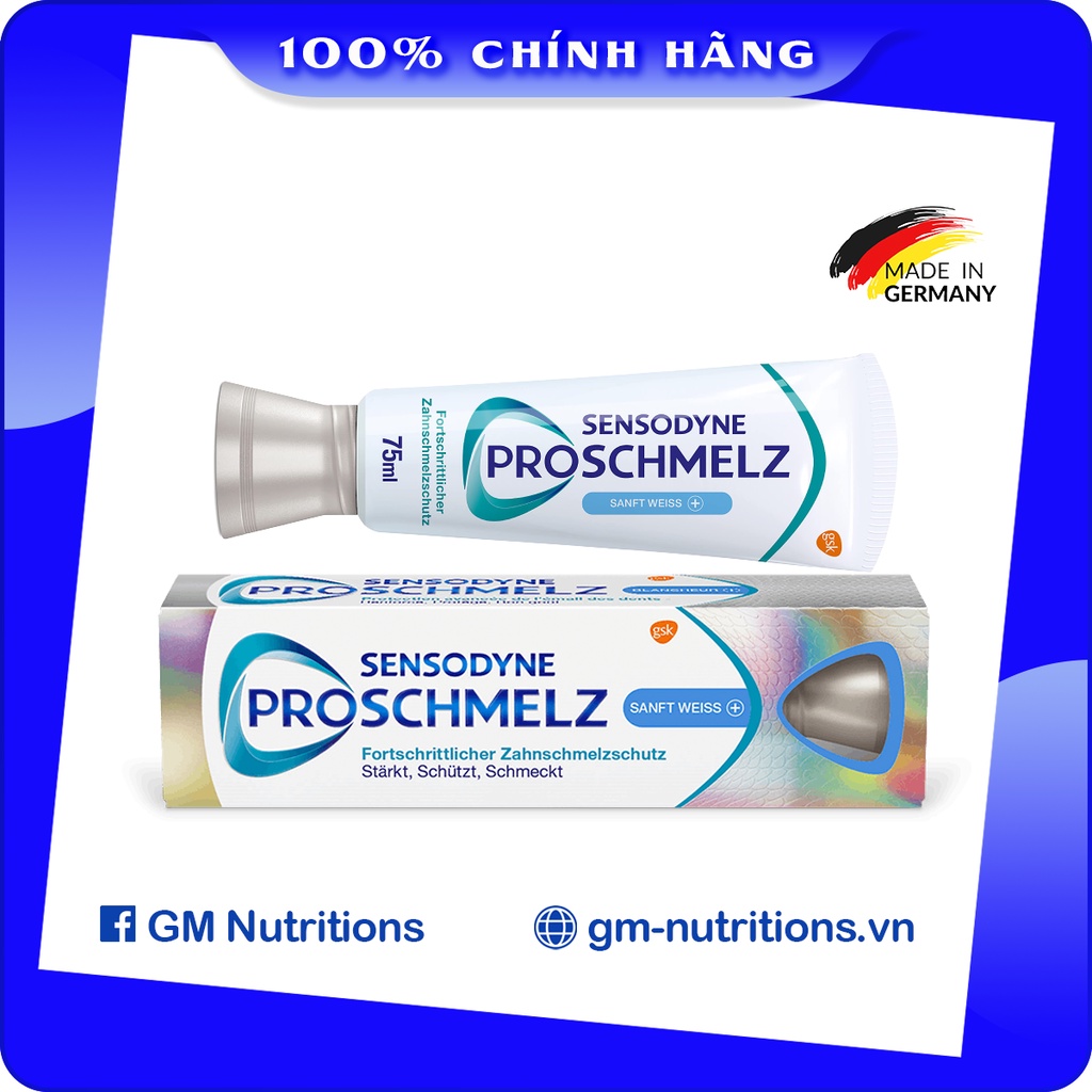 Kem đánh răng Sensodyne Proschmelz Sanft Weiss Đức 75ml trắng sáng tự nhiên