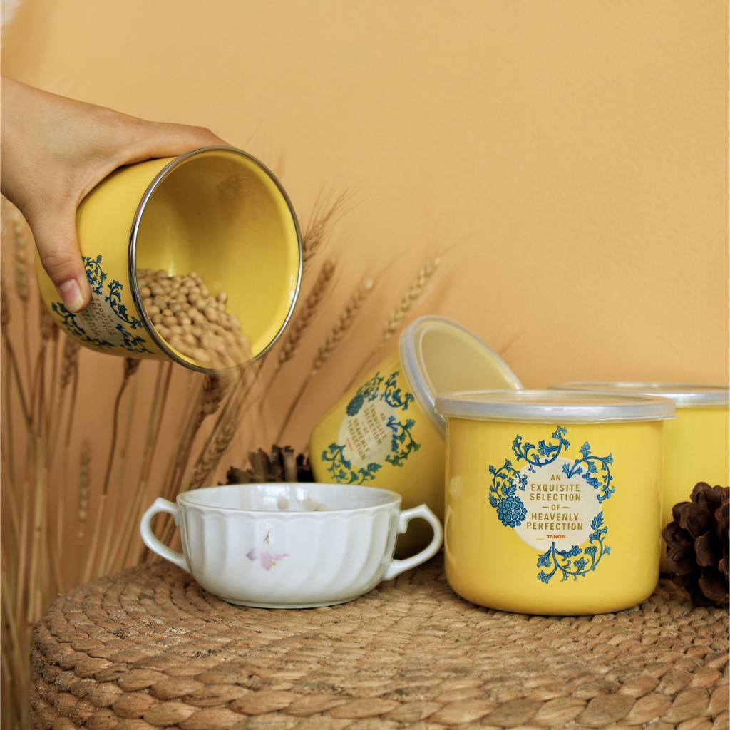 Hộp, ly đựng thức ăn bằng thép tráng men nhập khẩu CHEFINA, dùng được trên bếp từ, kích thước 10cm
