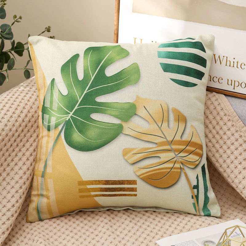 Gối tựa lưng sofa, in hình lá Vỏ gối trang trí vuông 45x45, sang trọng cao cấp