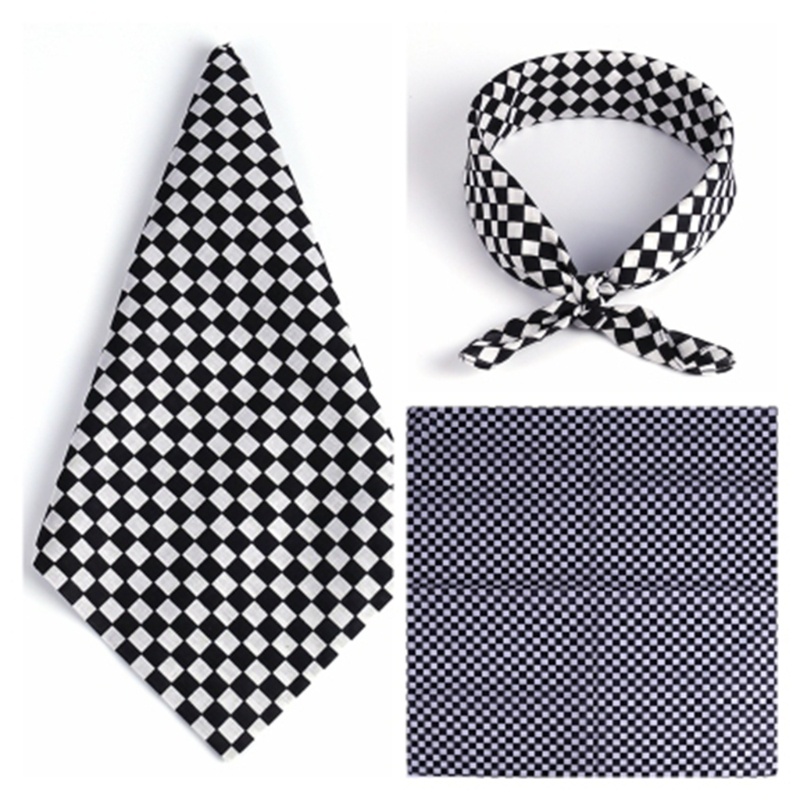 Khăn choàng cổ vuông in họa tiết caro bằng cotton đa năng kích thước 55x55cm cho nam và nữ