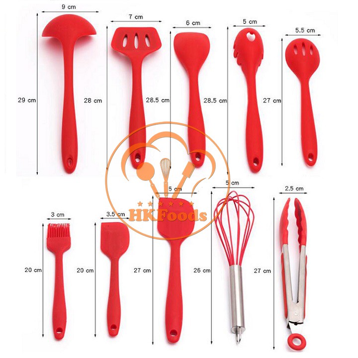 Bộ 10 chổi phới spatula dụng cụ nhà bếp silicon