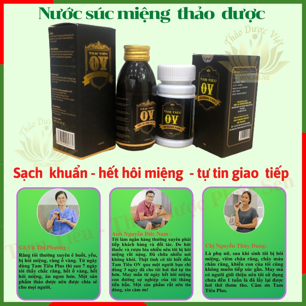 [FREESHIP] Nước Xúc Miệng, Tam Tiêu OV giúp Thơm Miệng - Hiệu Quả Sau 5 Đến 7 Ngày Chai 140ml