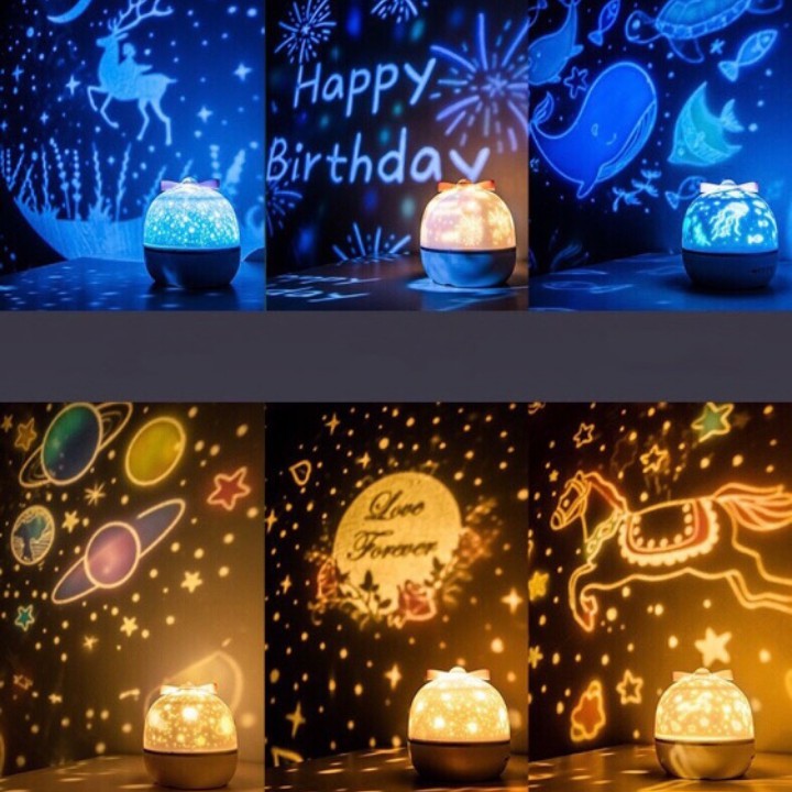Đèn ngủ chiếu sao vũ trụ đại dương sinh nhật cổ tích xoay tự động dùng trang trí phòng ngủ tuyệt đẹp