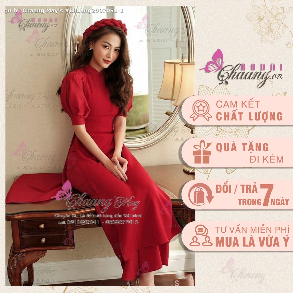 [Mã FATHANG5 giảm 10K đơn 50K] Áo dài đẹp đón xuân 🌸FREESHIP🌸 Kiểu áo dài tay măng séc bồng chất lụa tằm mịn