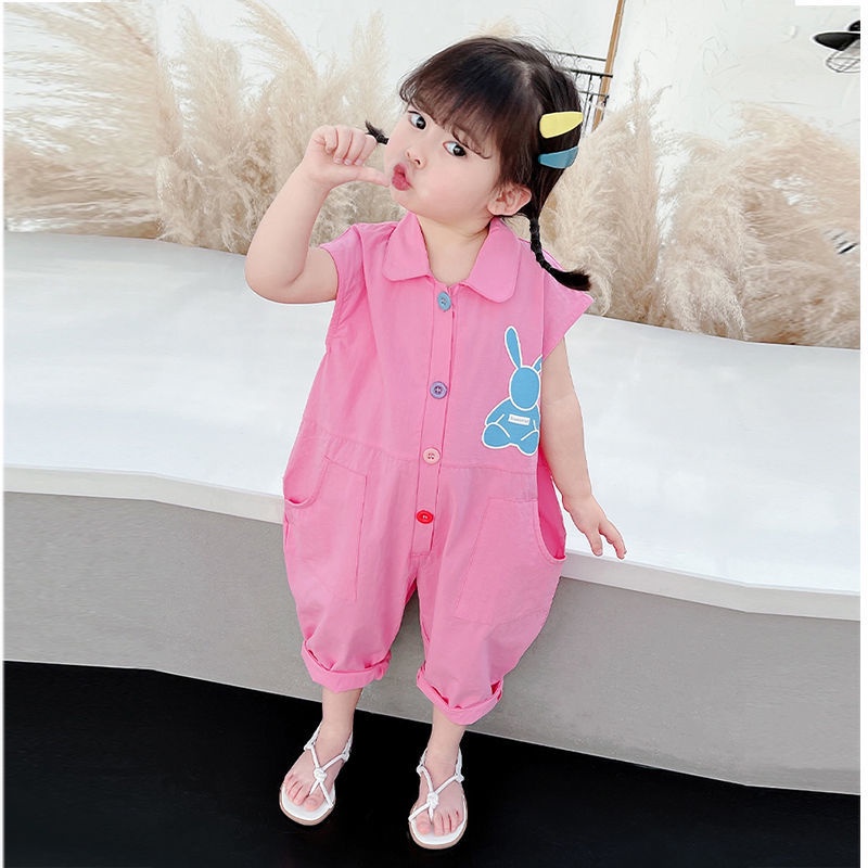 Hàng Mới Về Bộ Áo Liền Quần 2022 Vải Cotton Mỏng Màu Trơn Thời Trang Mùa Hè Cho Bé Gái