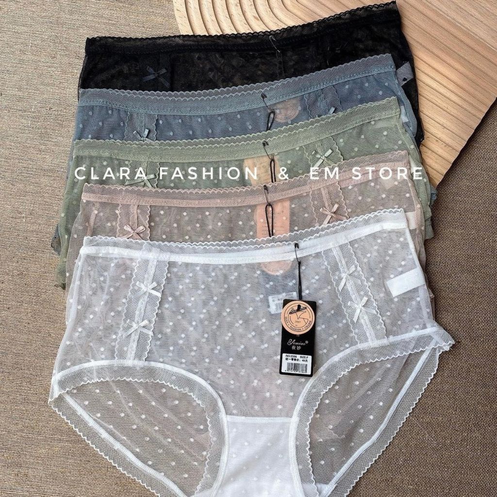 Combo 5 Quần Lót Ren Lưới Chấm Bi Cao Cấp, Quần Lót Ren Xuyên Thấu Em Store Q17