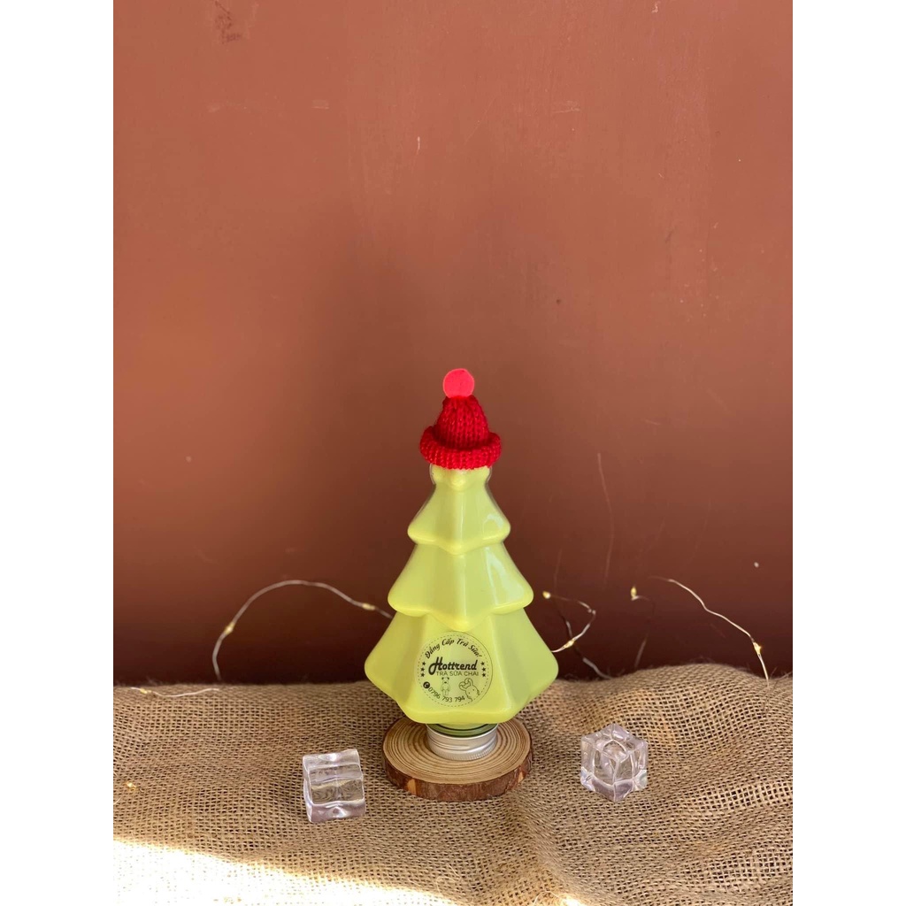 Giá Sỉ: Thùng 50 Chai Nhựa PET Nhân Vật Cao Cấp Mẫu Hình Cây Thông 400ml Cho Mùa Noen