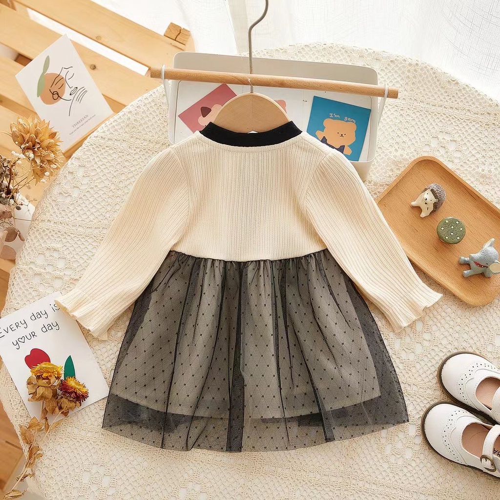 Đầm Dài Dáng Chữ A Tay Dài Phong Cách Mới Ngọt Ngào Cho Bé Gái