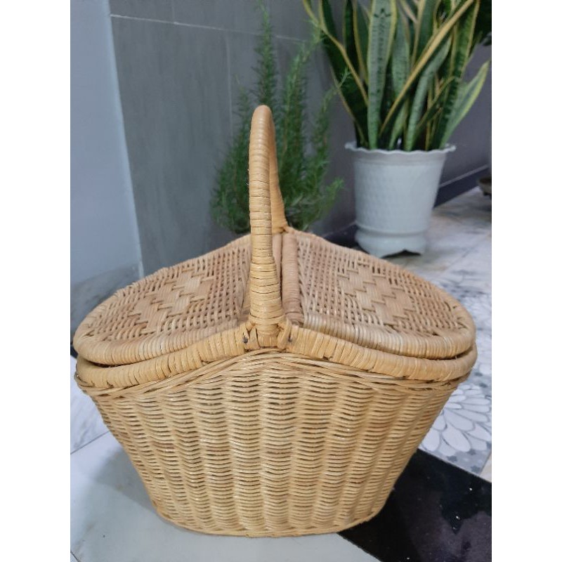 Giỏ mây đan có nắp đậy | BigBuy360 - bigbuy360.vn