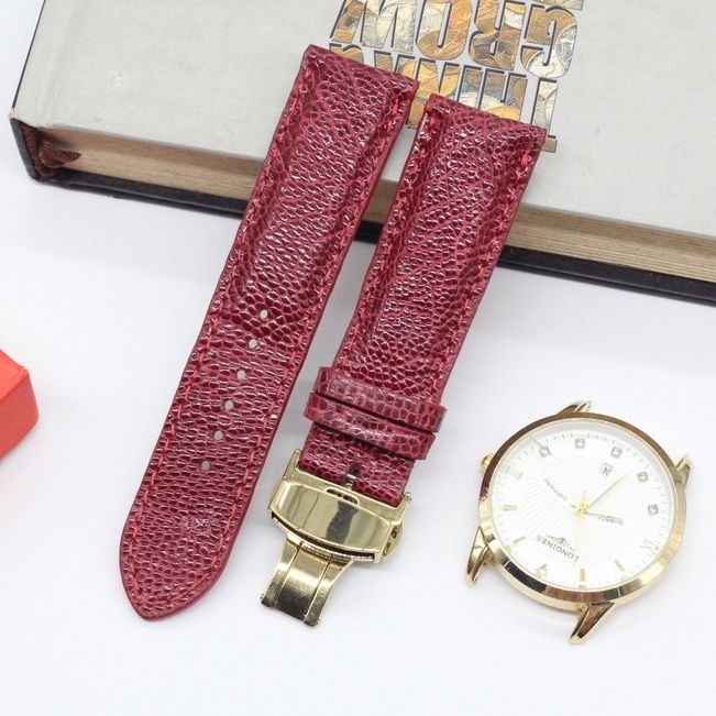 Dây Đồng Hồ, Dây Đồng Hồ Da Đà Điểu Thật Cao Cấp +Khóa Gập +Chốt thông minh .BẢO HÀNH 6 THÁNG