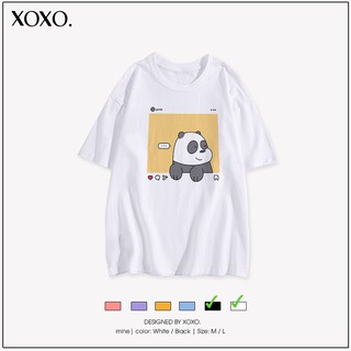 Áo thun đôi nam nữ tay lỡ form rộng dáng unisex  XOXO phong cách Nelly Ulzzang in hình Bear Instar