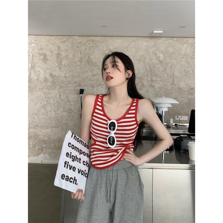 Áo Hai Dây Họa Tiết Kẻ Sọc Thời Trang Quyến Rũ Cho Nữ