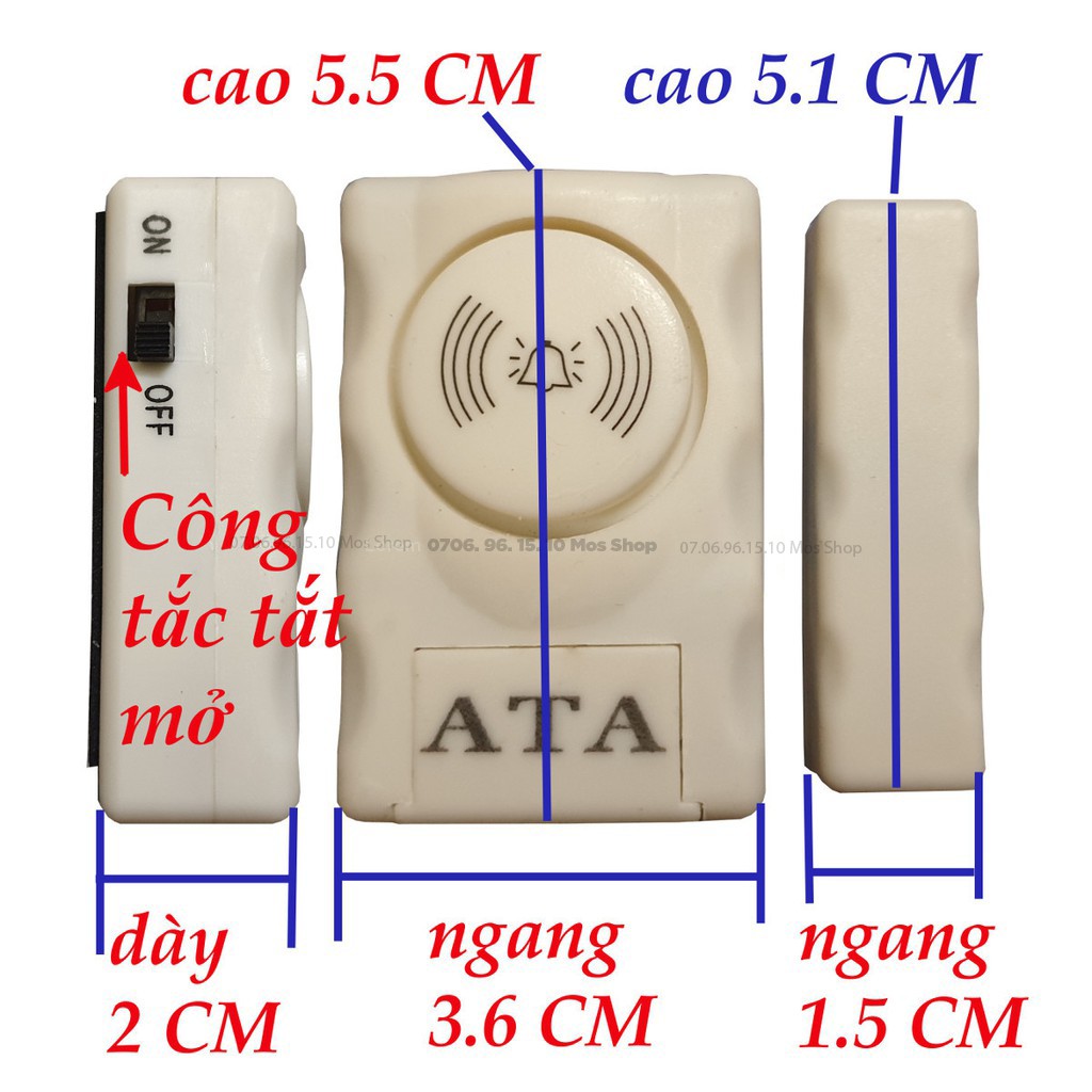 [Bh 1 đổi 1] Chuông báo động gắn cửa cảm ứng từ ATA AT007 Mos Shop