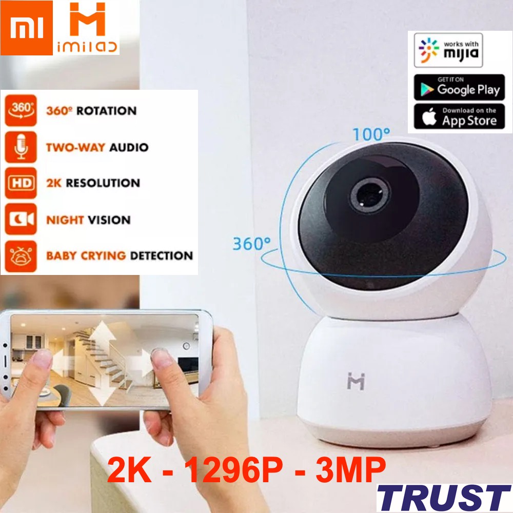 Bản quốc tế - 2K 1296P 3MP HD - WiFi IP Camera Xiaomi Imilab A1 xoay 360 độ CMSXJ19E -Hàng Chính Hãng