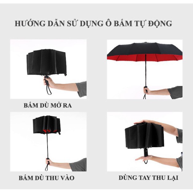 Ô Dù Tự Động Bằng Nút Bấm Nhật Bản Chống Tia UV TỰ BUNG VÀ GẤP GỌN - Dù Bấm Vải Dù Trượt Nước Cao Cấp