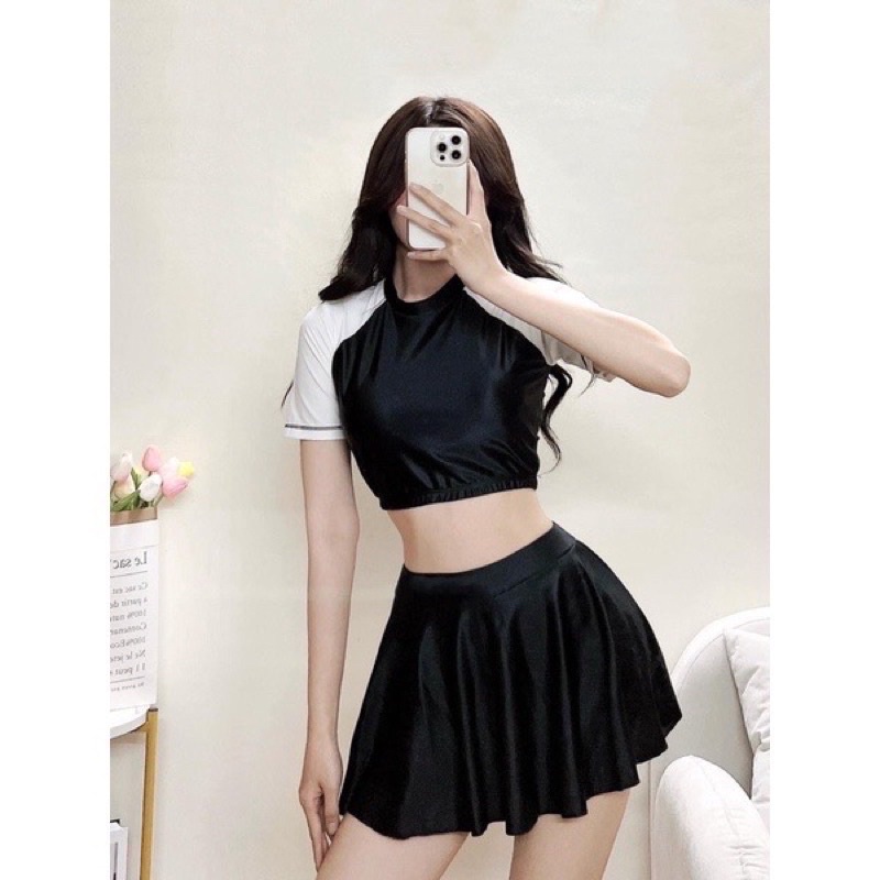 Bikini đồ bơi nữ đi biển 2 mảnh crop-top mix chân váy phong cách Hàn Quốc BIKINI SUNSHINE MS-P08