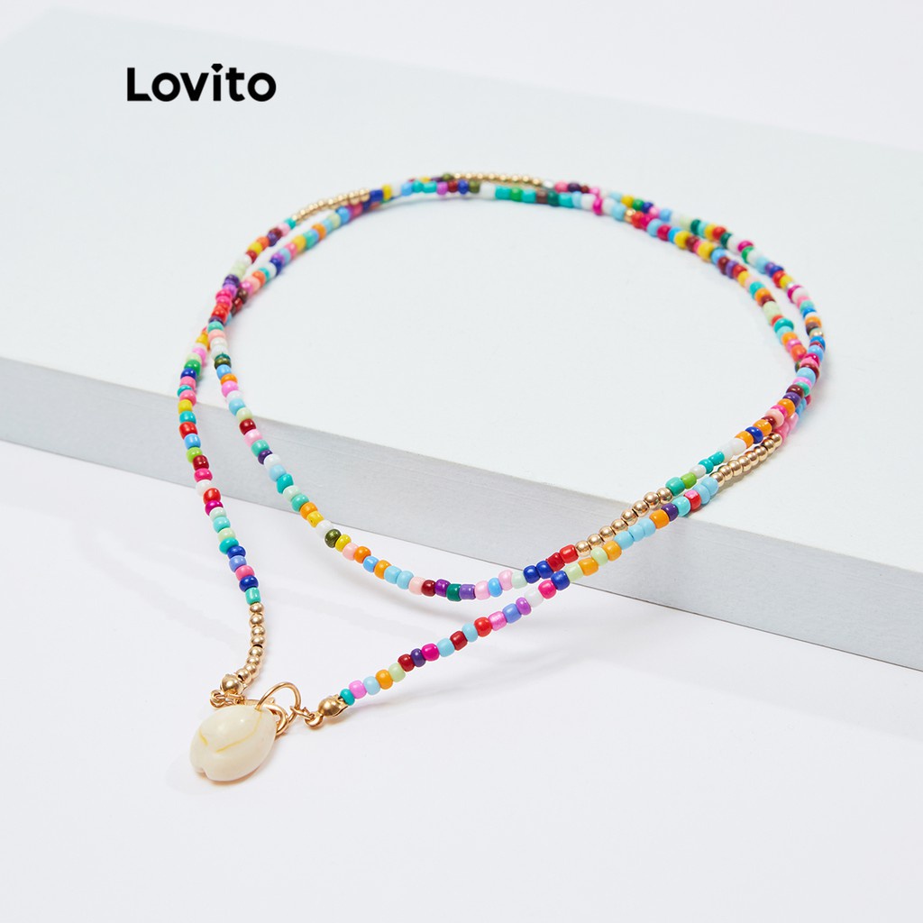 Dây chuyền Lovito phối vỏ sò đá quý phong cách Boho L18M492 (Nhiều màu sắc)