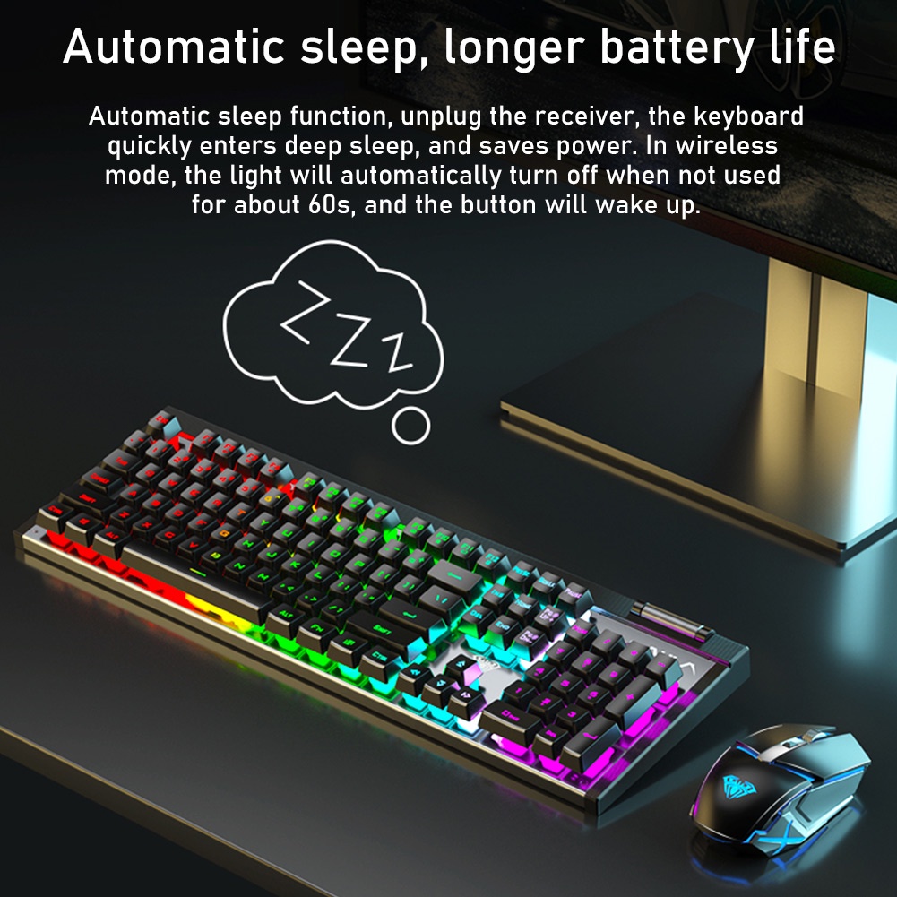 Bàn phím cơ và chuột máy tính AULA T610 không dây chơi game tích hợp sạc USB tiện lợi