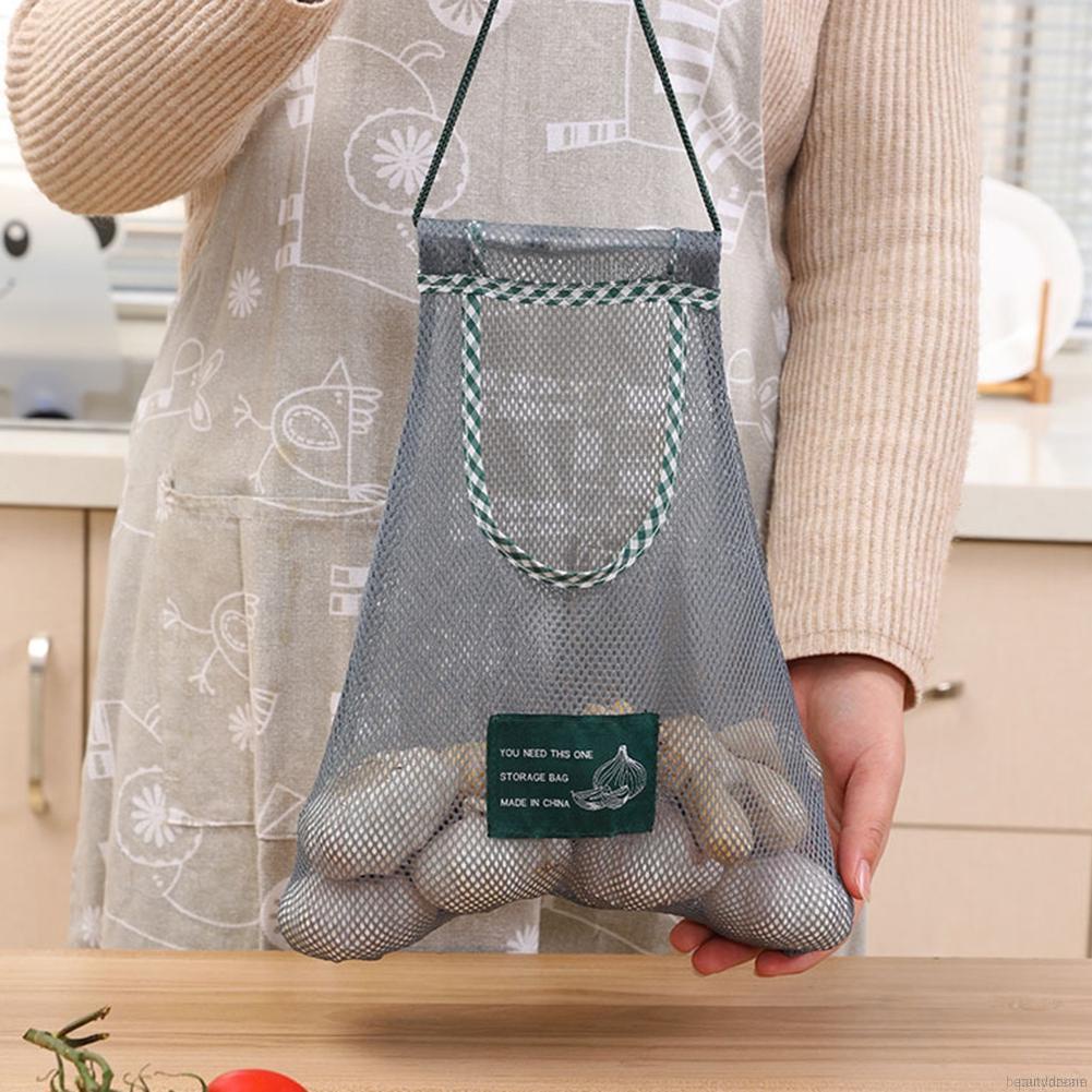 Túi lưới đựng hành tỏi rau củ quả đồ khô treo tường chống ẩm mốc tiện ích nhà bếp