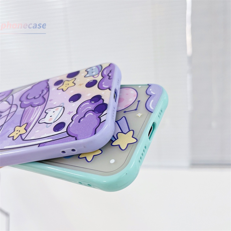 Casing Samsung A51 A21S A50S A20S A10S J2 Prime J7 Prime A11 A50 A20 A30S M11 A30 M10S M40S A205 A305 ​​Cute Fluorescent Purple Planet Girl Pattern Skin Feeling Ultra-thin Matte Hard Shell Phone Case