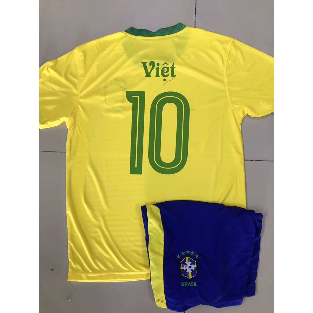ÁO BÓNG ĐÁ BRAZIL, ÁO ĐÁ BANH BRAZIL, IN TÊN SỐ THEO YÊU CẦU