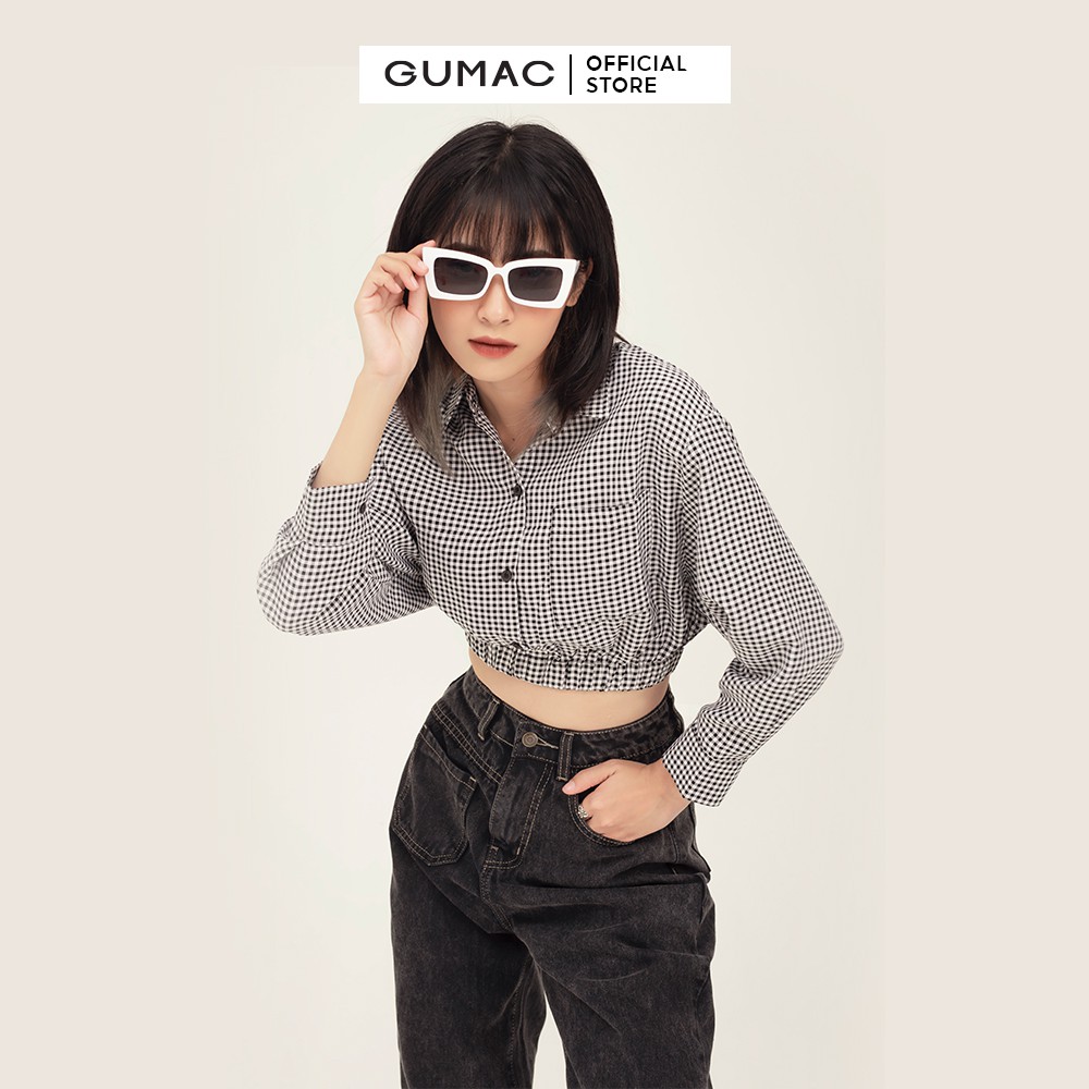 [Mã WABRGU100 giảm 15% đơn 249K tối đa 100k] Áo croptop sơ mi nữ màu caro GUMAC phong cách cá tính, năng động AB368 | BigBuy360 - bigbuy360.vn