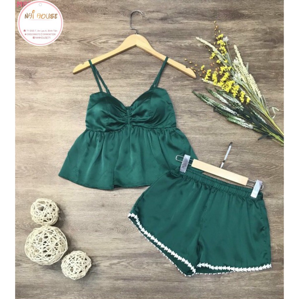 [FREESHIP 50K] Đồ Bộ Mặc Nhà Nhistore Áo 2 Dây Cúp Ngực Quần Ngắn Lụa Cao Cấp Freesize Dưới 57kg | BigBuy360 - bigbuy360.vn
