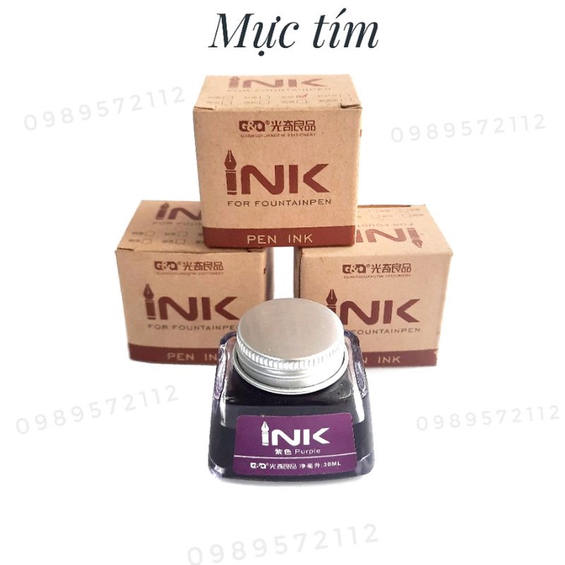 mực ink 30ml -mực bút máy màu xanh lá,xanh đậm,cam,hồng,tím.