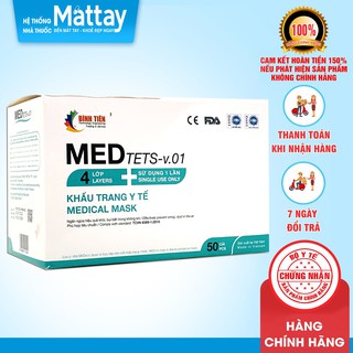 Khẩu Trang Y Tế Kháng Khuẩn Cao Cấp 4 Lớp Med Test V.01 - Hộp 50 Chiếc