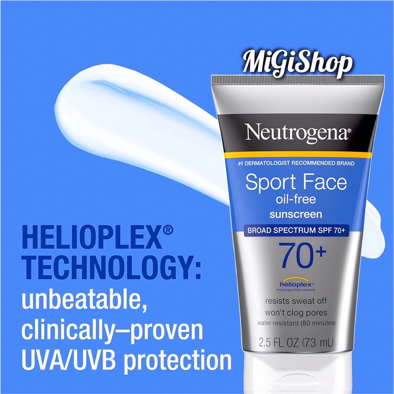 Kem Chống Nắng Thể Thao Cho Da Mặt Neutrogena Sport Face Oil Free Sunscreen SPF70+ 73ml