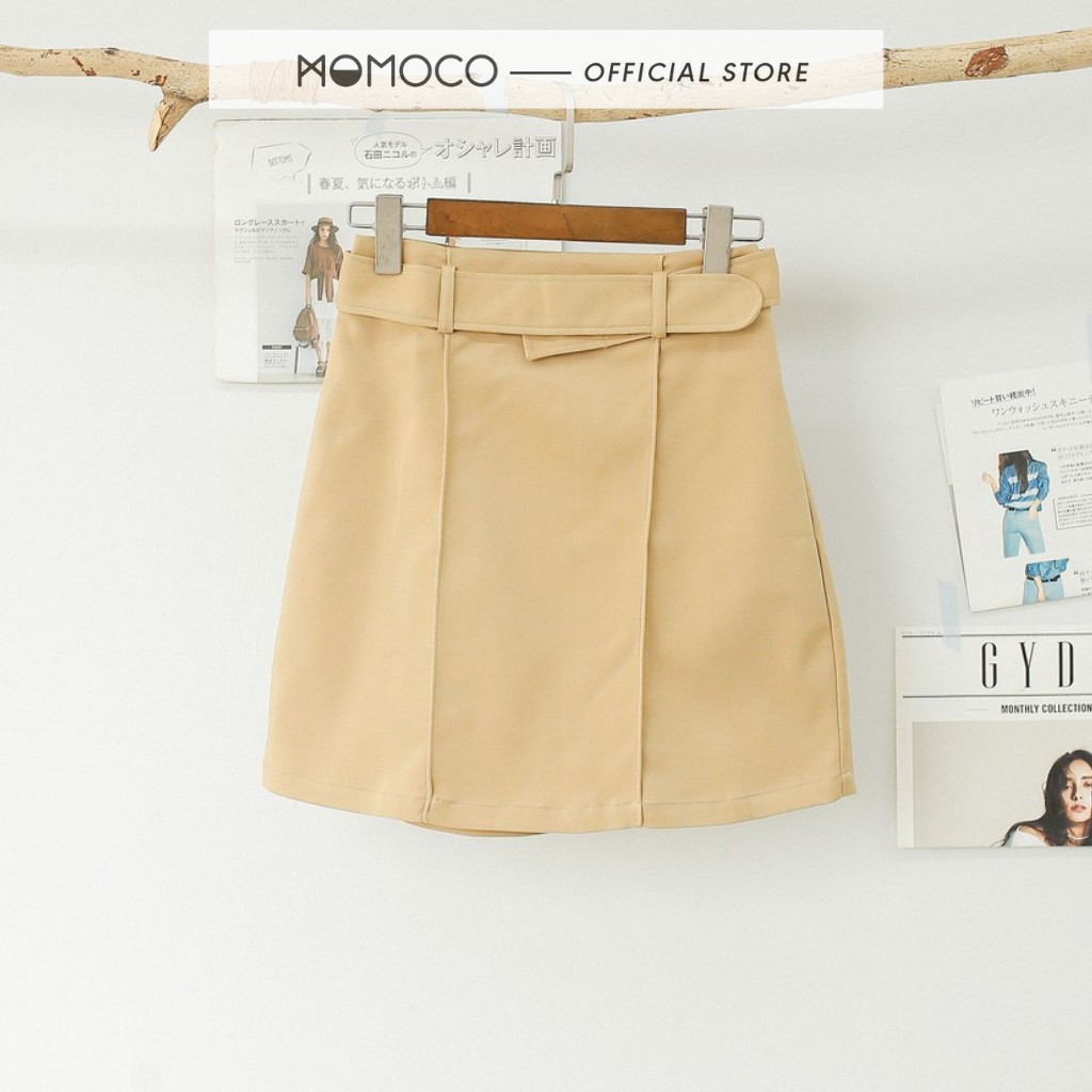 Chân Váy Chữ A MOMOCO Chất Vải Kaki Giữ Form Thiết Kế Đai To Xếp Ly Cá Tính - M1531