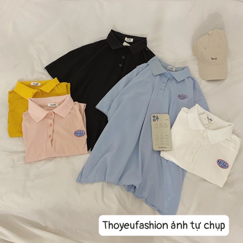 Áo Polo Nữ Form Rộng Thêu Chữ Nhẹ Nhàng Cực Xinh - Áo Thun Có Cổ Ulzzang Chất Cotton Mềm Mát Freesize M1183