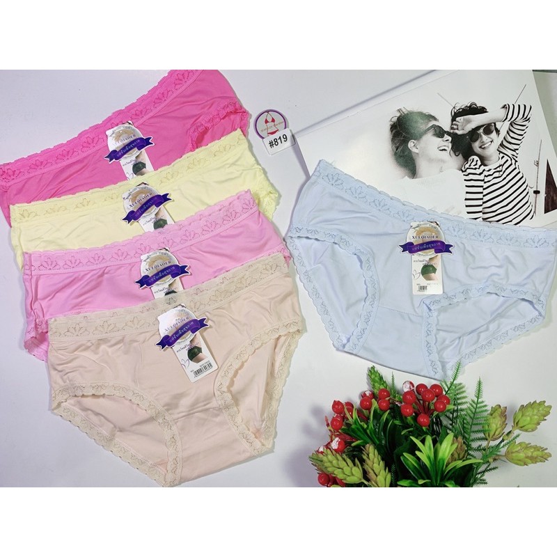 Quần lót cotton phối ren đùi lưng vừa size 40-55kg set 10 cái