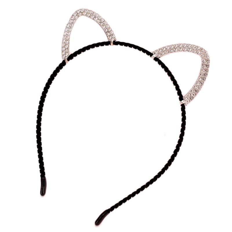 Băng Đô Cài Tóc Hình Tai Mèo Đính Đá Dễ Thương Cho Nữ