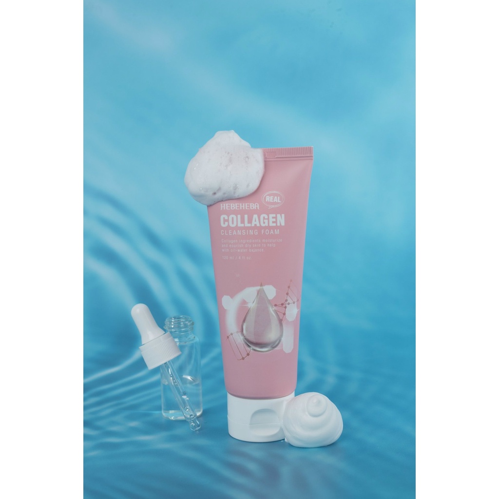 Sữa Rửa Mặt Cho Da Thường Và Khô Collagen Hebeheba Real Collagen Cleansing Foam 120ml