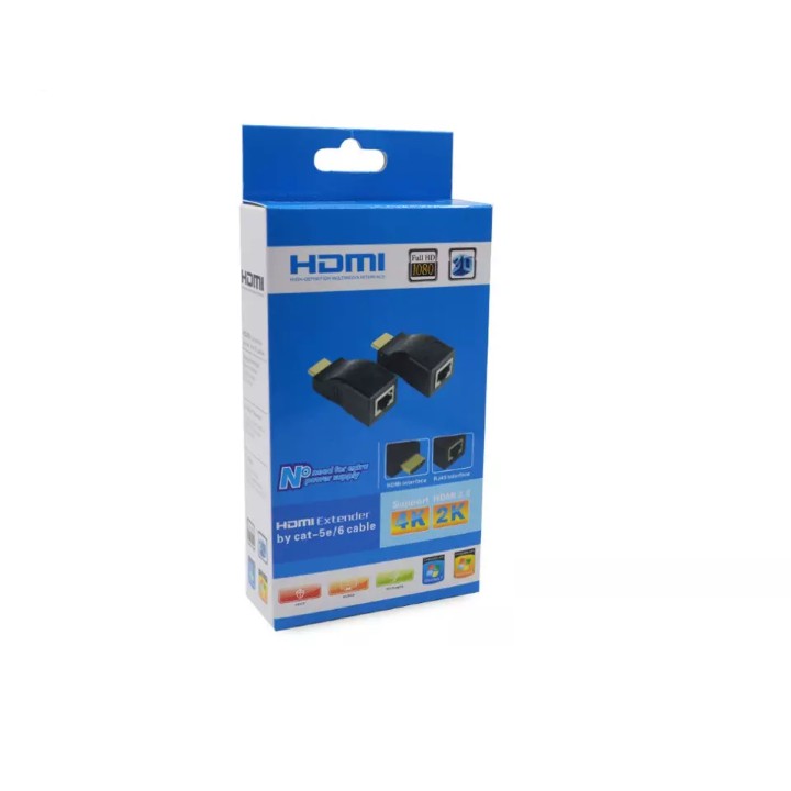 Đầu Chuyển Đổi Hdmi Extender To Lan 30M Cat-5E/6 Cable (Hộp Xanh)