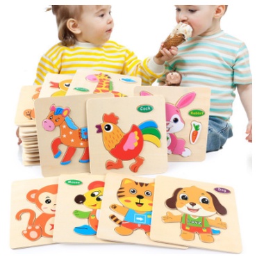 Đồ Chơi Xếp Hình Lắp Ráp Tranh Ghép Gỗ 3D Nhiều Hình Ngộ Nghĩnh Cho Bé Phát Triển Trí Tuệ