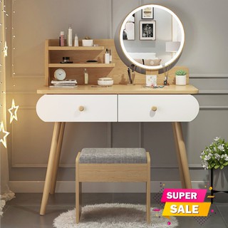 Bàn Trang Điểm Decor Phòng Ngủ Có Ngăn Kéo, Đèn Led Cảm Ứng Sang Trọng B021