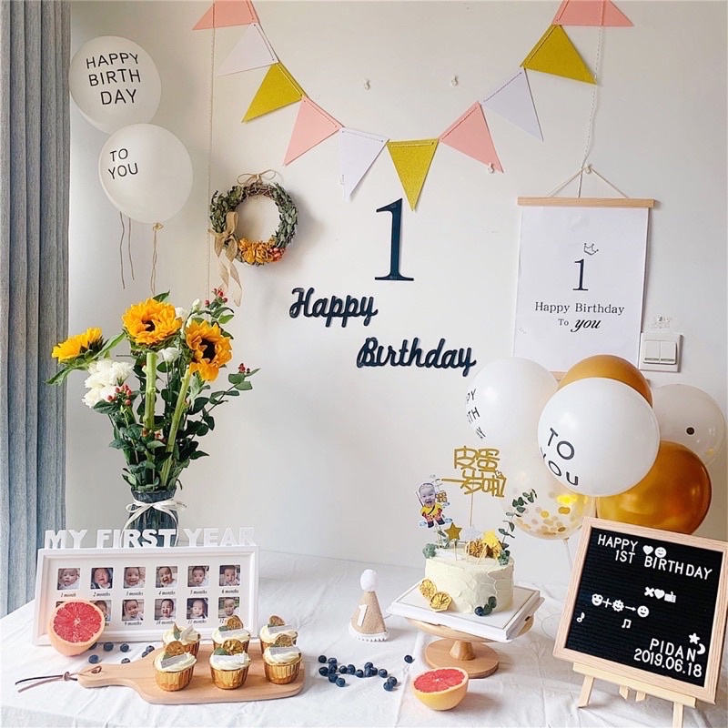 Chữ HPBD và số dạ màu đen by LemonDecor