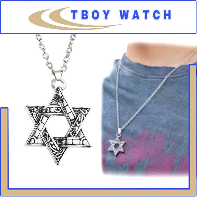Dây chuyền vòng cổ nam nữ unisex Mặt ngôi sao 6 cánh họa tiết phong cách hip hop