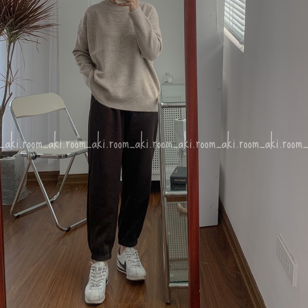 Quần jogger nỉ tăm cạp chun có dây rút thắt eo 919