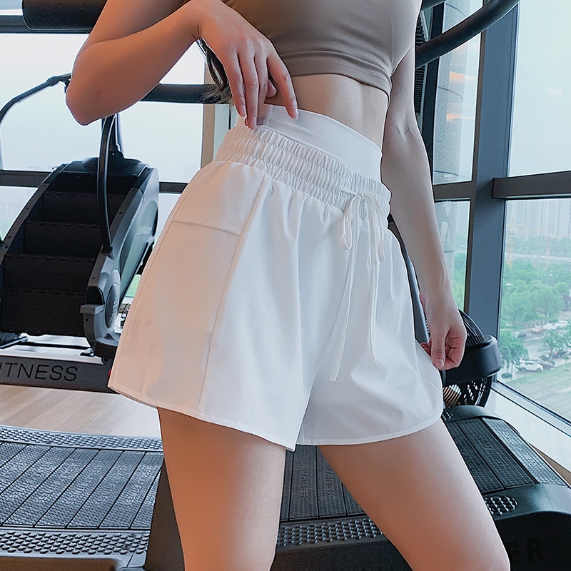 Quần short thể thao lưng cao có túi phong cách năng động thời trang cho nữ