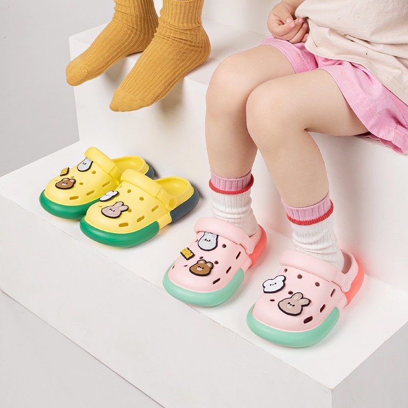 Dép sục có quai crocs Cheerful Mario chính hãng cho bé, EVA siêu nhẹ, chống trơn trượt