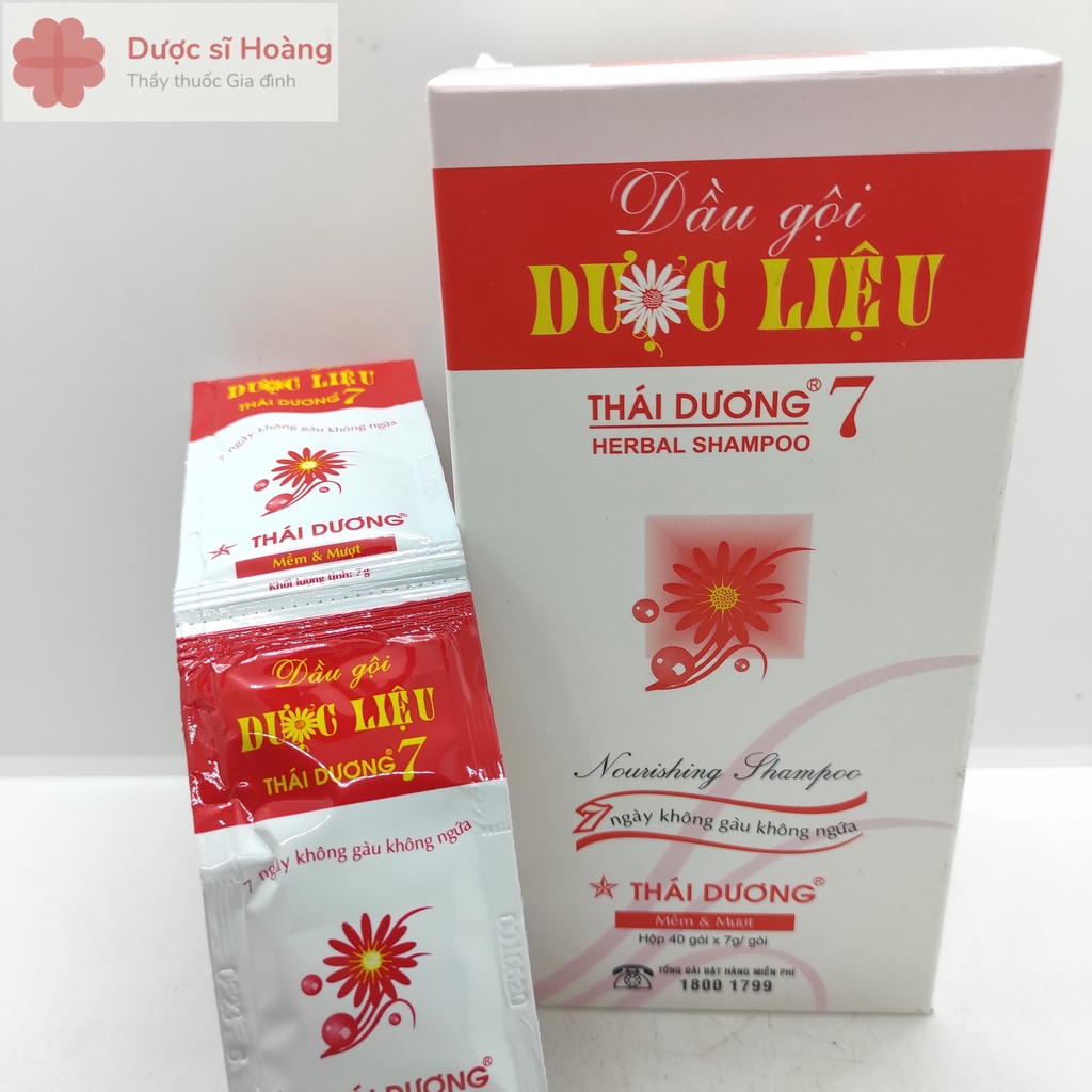 Dầu Gội Dược Liệu Thái Dương 7 - Hộp 40 gói - 7 Ngày Không Gàu Không Ngứa